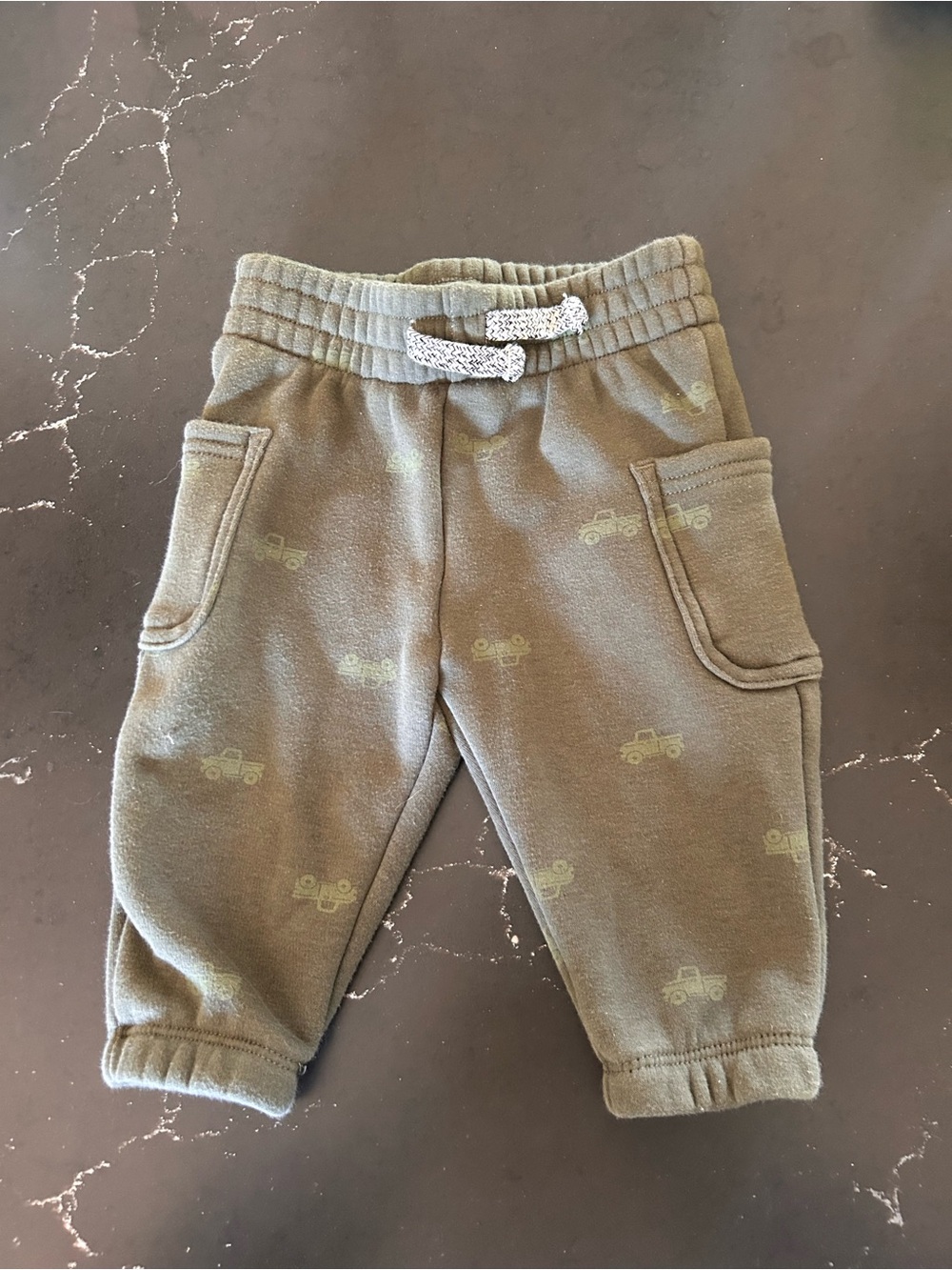 Joe Fresh Olive Green Jogger Pants with Truck Motif